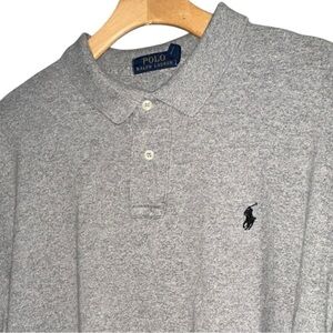 Polo Ralph Lauren Men’s Size XXL Heather Gray Long Sleeve Cotton Polo Shirt